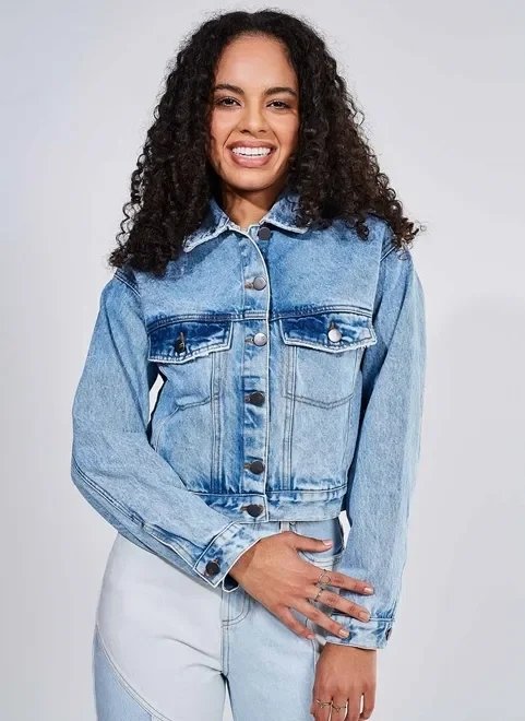 jaqueta cropped jeans claro jaqueta cropped jeans claro