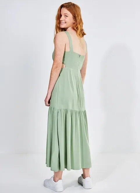 vestido midi com botões e abertura lateral vestido midi com botões e abertura lateral