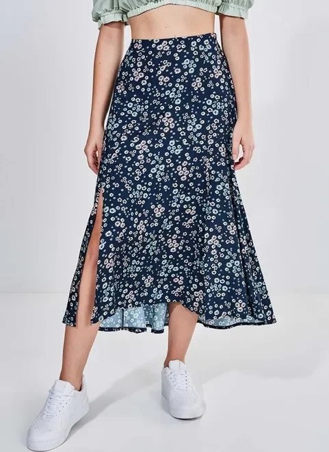 saia midi floral liberty com fendas saia midi floral liberty com fendas