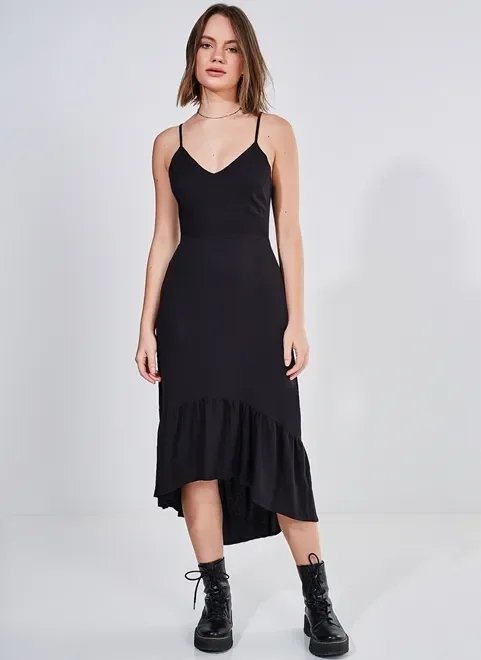 vestido mullet preto com amarração vestido mullet preto com amarração