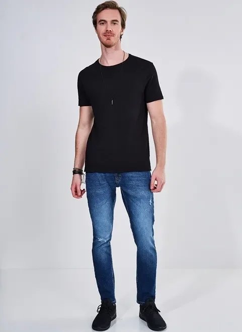 calça em jeans escuro skinny calça em jeans escuro skinny