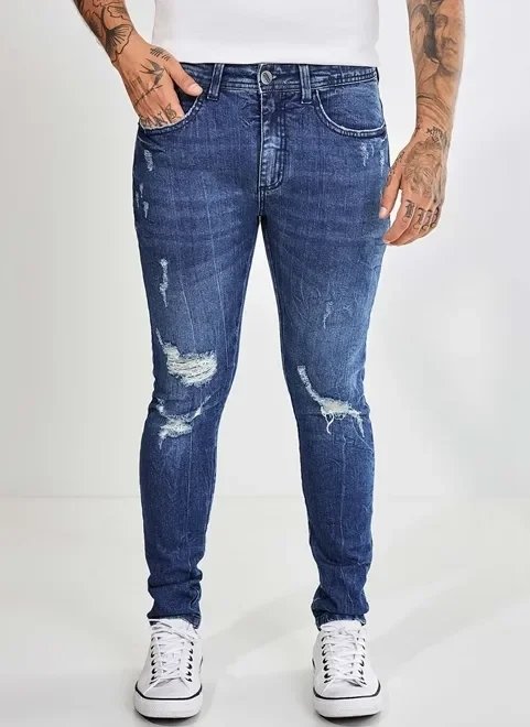 calça jeans super skinny desfiada calça jeans super skinny desfiada