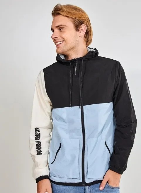 jaqueta corta vento preta e azul jaqueta corta vento preta e azul