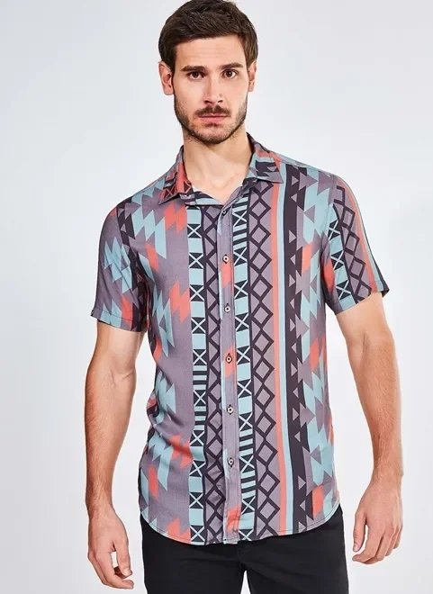 camisa estampada étnica camisa estampada étnica