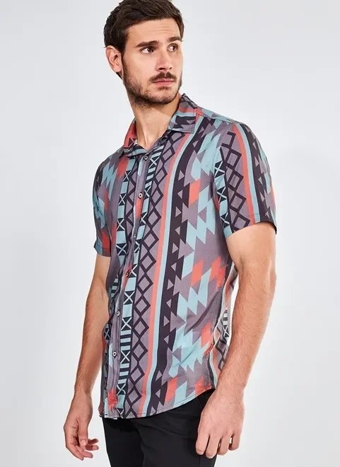 camisa estampada étnica camisa estampada étnica
