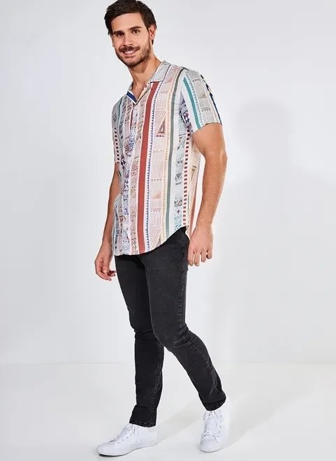 camisa estampa étnica listrada camisa estampa étnica listrada