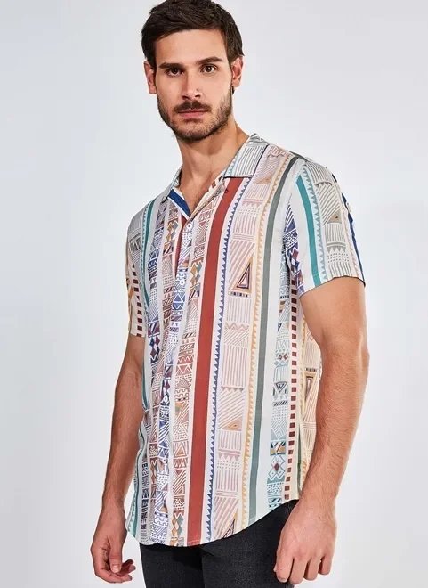 camisa estampa étnica listrada camisa estampa étnica listrada
