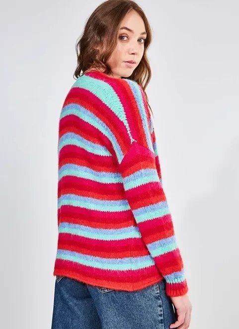cardigan de tricô listrado colorido cardigan de tricô listrado colorido