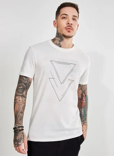 camiseta estampa geométrica em malha botonê camiseta estampa geométrica em malha botonê