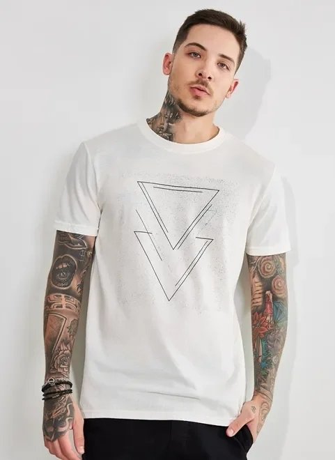 camiseta estampa geométrica em malha botonê camiseta estampa geométrica em malha botonê