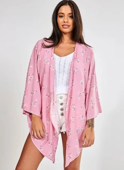 kimono rosa estampado florzinhas kimono rosa estampado florzinhas