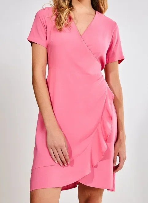 vestido curto envelope com babado vestido curto envelope com babado