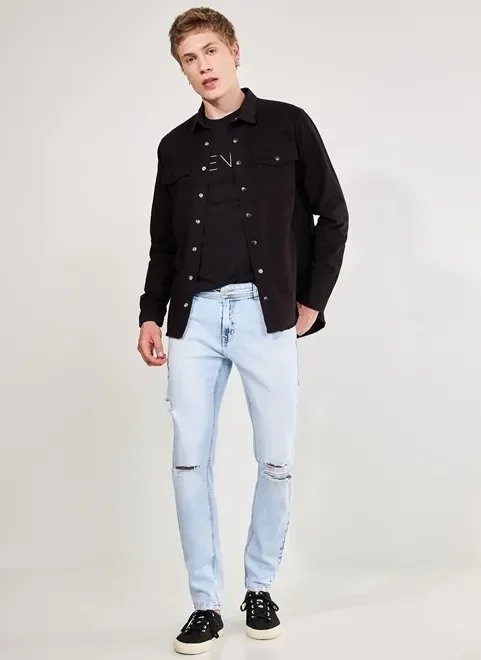 overshirt em sarja preta overshirt em sarja preta