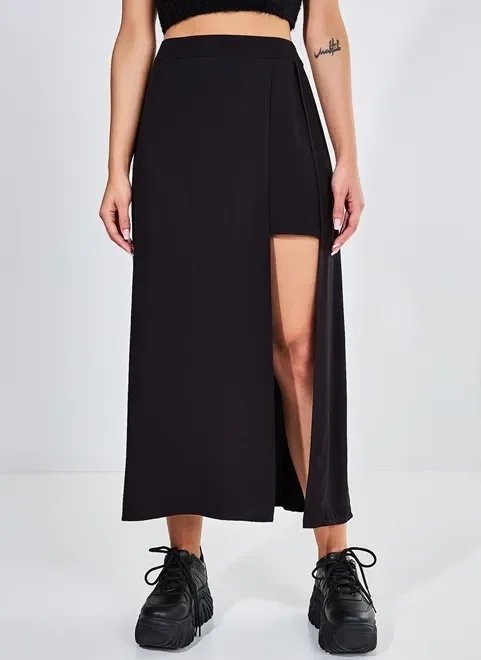 saia midi com sobreposição short saia midi com sobreposição short