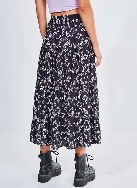 saia midi floral com babados marias saia midi floral com babados marias