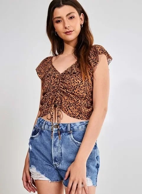 blusa cropped oncinha amarração blusa cropped oncinha amarração