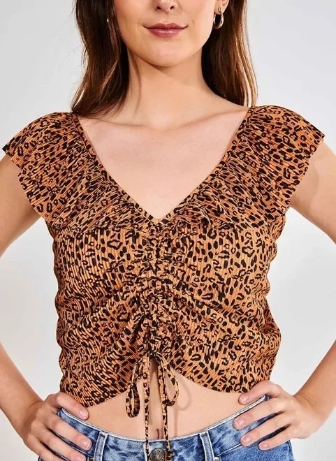blusa cropped oncinha amarração blusa cropped oncinha amarração
