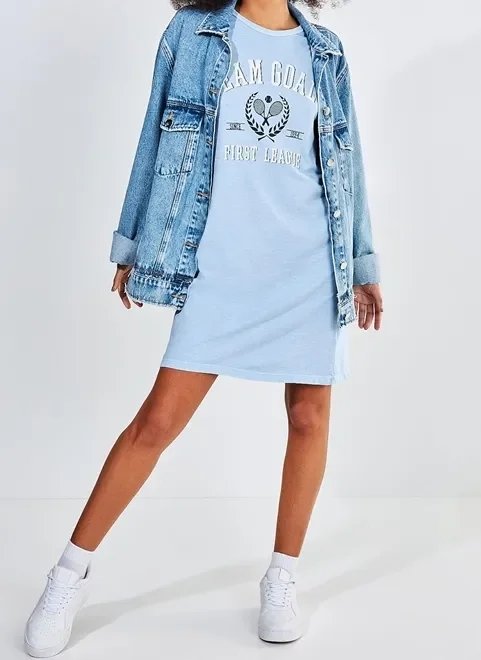 vestido camiseta estampa college vestido camiseta estampa college