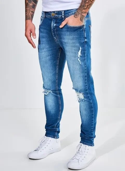 calça skinny em jeans escuro calça skinny em jeans escuro