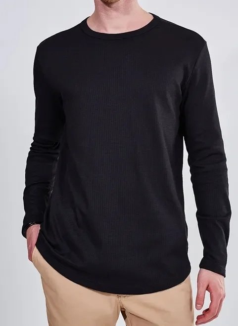 camiseta manga longa em malha texturizada camiseta manga longa em malha texturizada