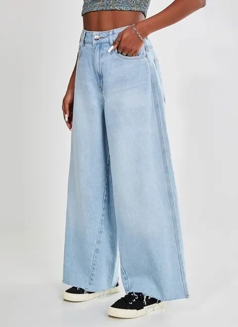 calça jeans wide leg cropped calça jeans wide leg cropped