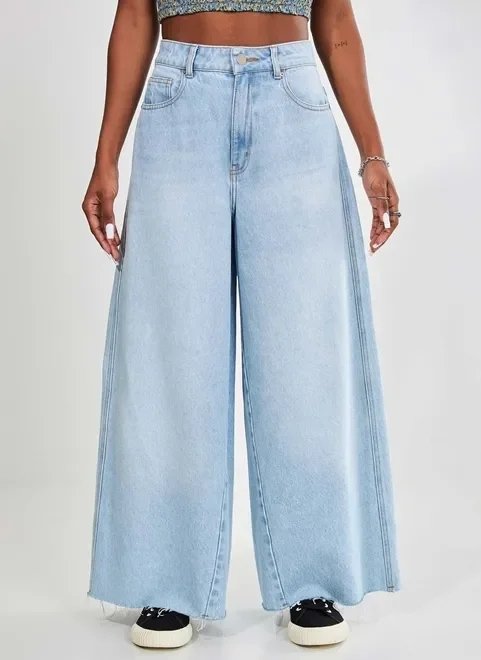 calça jeans wide leg cropped calça jeans wide leg cropped