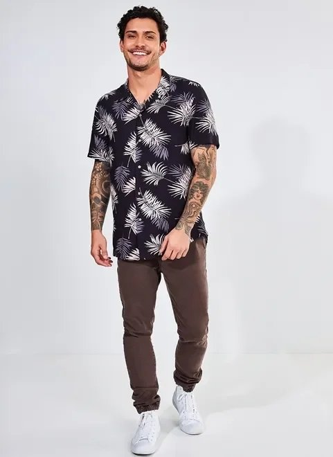calça jogger marrom em sarja calça jogger marrom em sarja