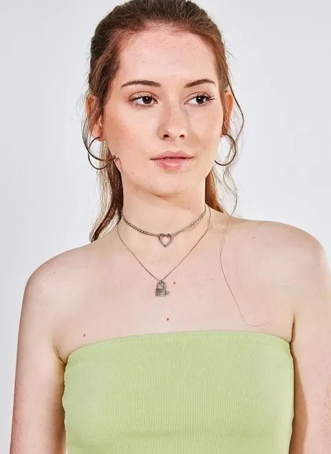 kit choker coração e colar cadeado kit choker coração e colar cadeado