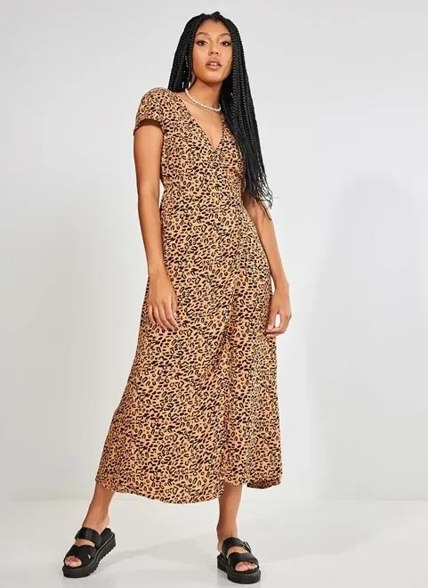 vestido midi transpassado oncinha vestido midi transpassado oncinha