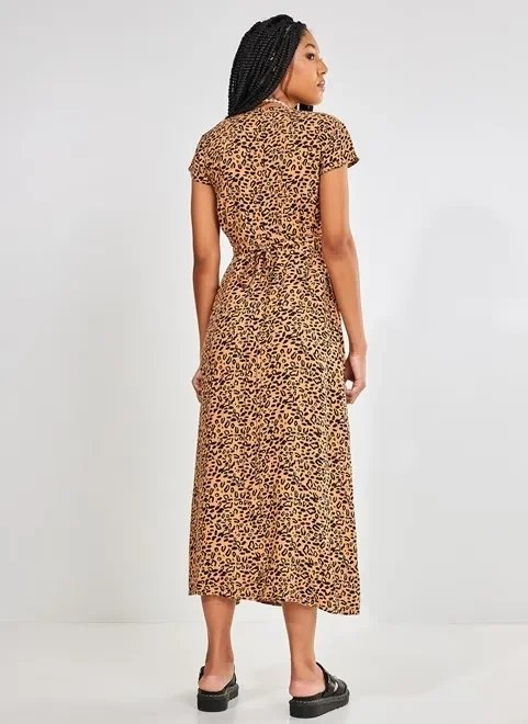 vestido midi transpassado oncinha vestido midi transpassado oncinha