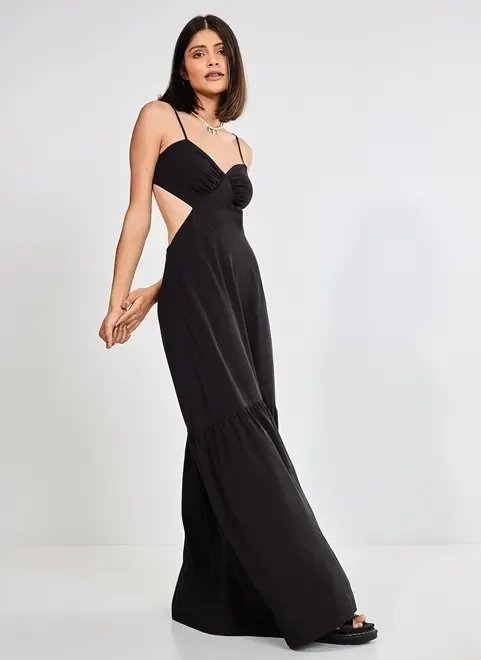 vestido longo preto com abertura nas costas vestido longo preto com abertura nas costas