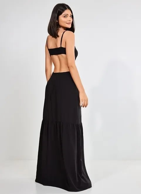 vestido longo preto com abertura nas costas vestido longo preto com abertura nas costas