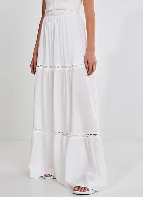 saia longa babados marias off-white saia longa babados marias off-white