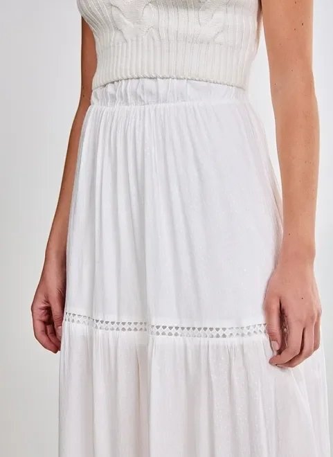 saia longa babados marias off-white saia longa babados marias off-white