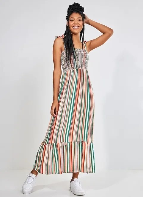 vestido midi listrado vestido midi listrado