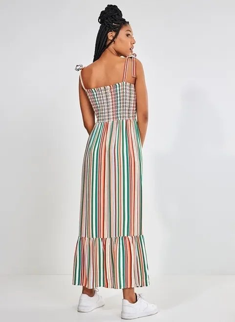 vestido midi listrado vestido midi listrado