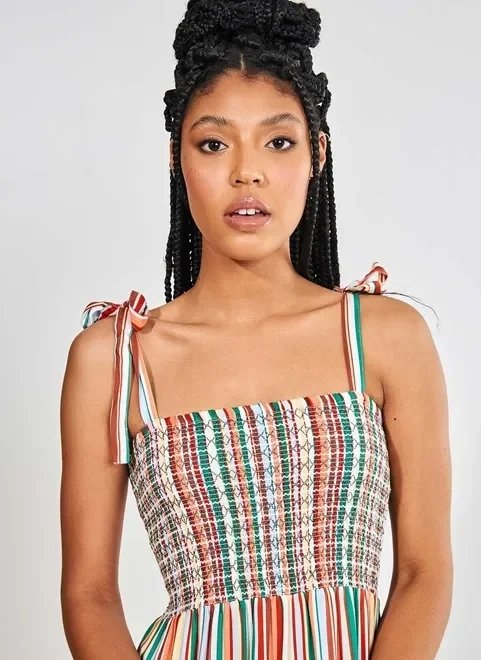 vestido midi listrado vestido midi listrado