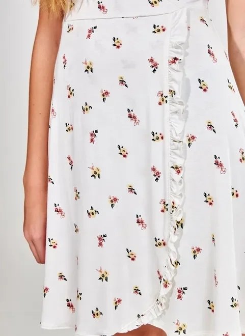 vestido transpassado off-white florzinhas vestido transpassado off-white florzinhas