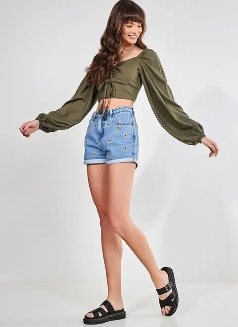 blusa cropped manga longa bufante blusa cropped manga longa bufante