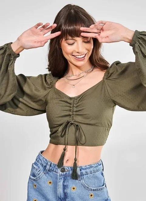 blusa cropped manga longa bufante blusa cropped manga longa bufante