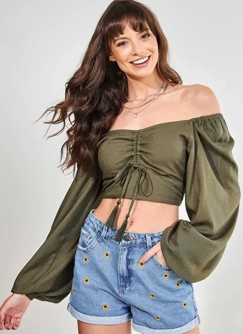 blusa cropped manga longa bufante blusa cropped manga longa bufante
