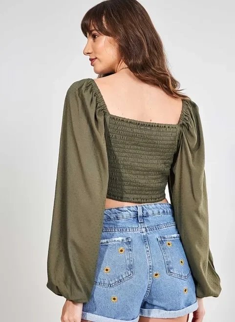 blusa cropped manga longa bufante blusa cropped manga longa bufante