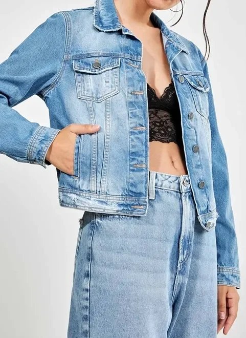 jaqueta em jeans médio jaqueta em jeans médio