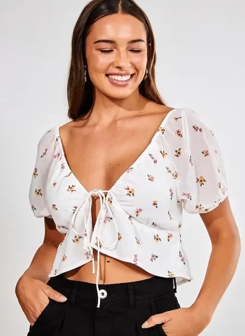 blusa manga bufante estampa floral blusa manga bufante estampa floral