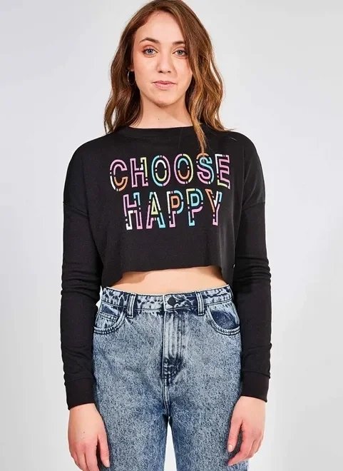 blusa cropped choose happy blusa cropped choose happy