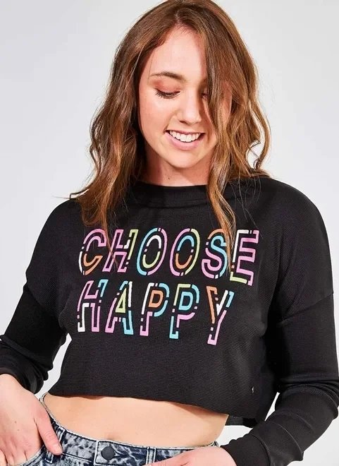 blusa cropped choose happy blusa cropped choose happy