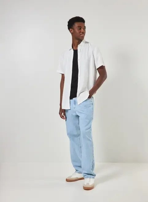 camisa off-white com bordado camisa off-white com bordado