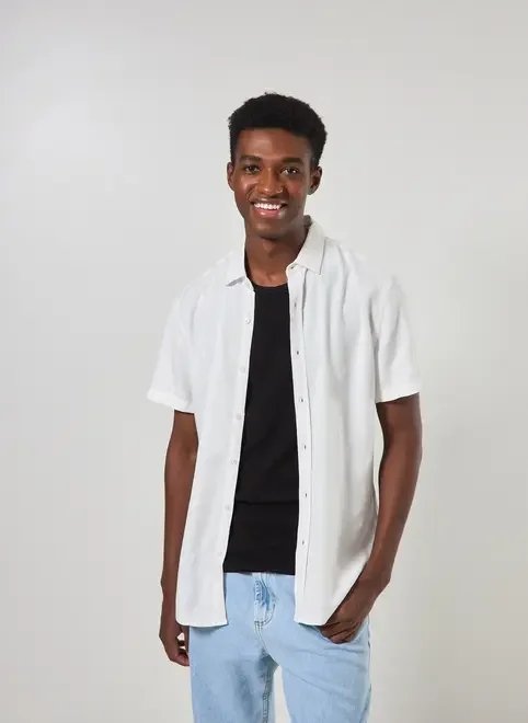 camisa off-white com bordado camisa off-white com bordado