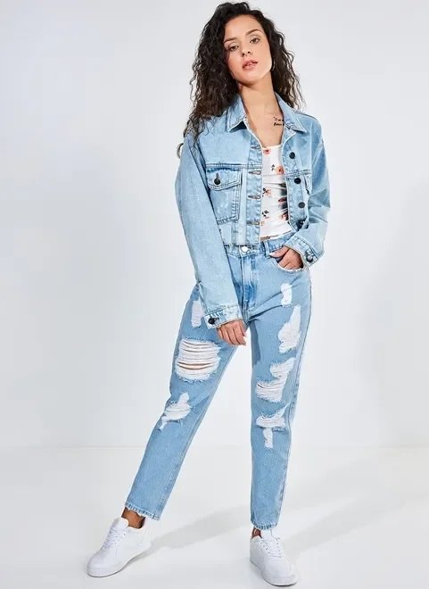 calça jeans reta destroyed calça jeans reta destroyed