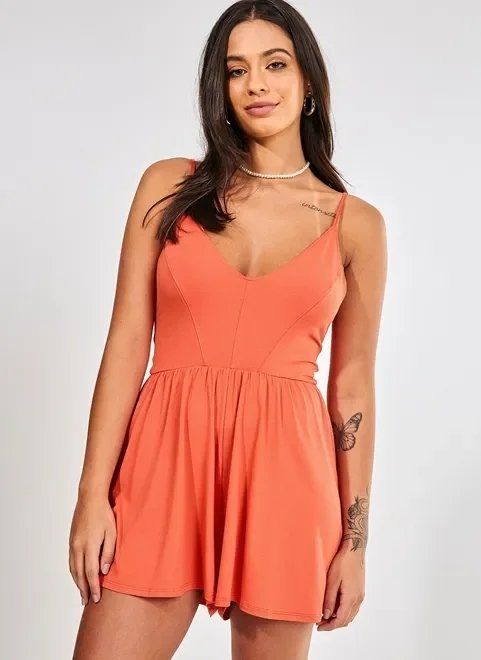 macaquinho de alcinhas vermelho alaranjado macaquinho de alcinhas vermelho alaranjado